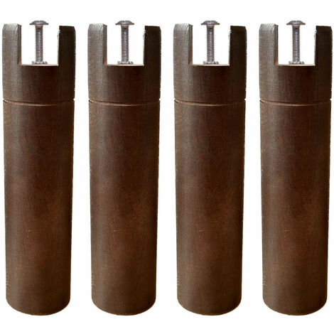 4 pieds cylindriques pour cadre à lattes wengué 25 cm