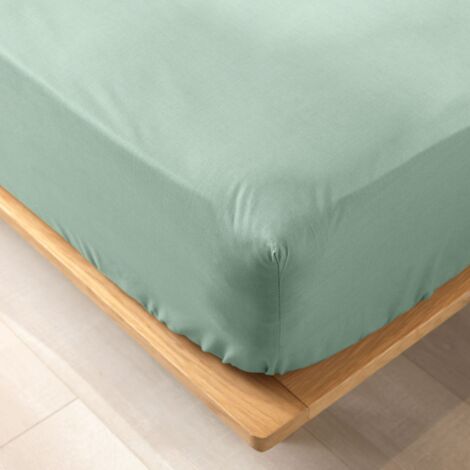 Drap housse Biolina en coton biologique vert sauge bonnet 30 cm 140x190 (1/5)