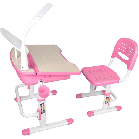 Bureau enfant ajustable en hauteur rose 301 + chaise - Terre de Nuit (1/3)