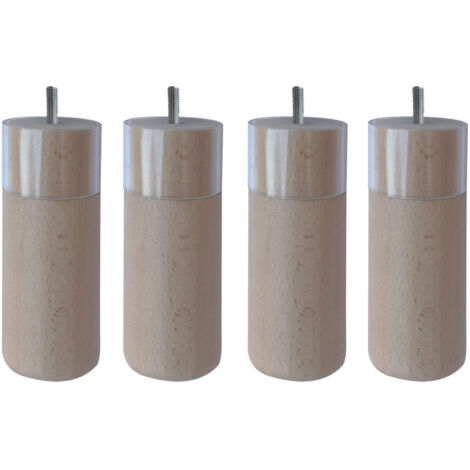 4 pieds cylindriques anti-punaise bois naturel 19 cm
