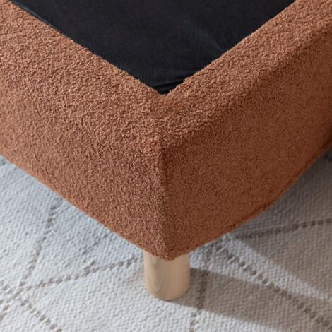 Cache-sommier bouclette intégral terracotta 180x200 - Boucletta