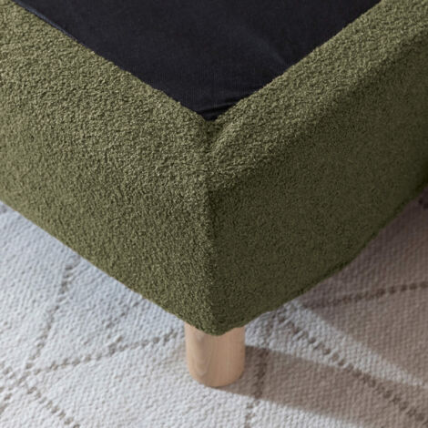 Cache-sommier bouclette intégral kaki 140x190 - Boucletta