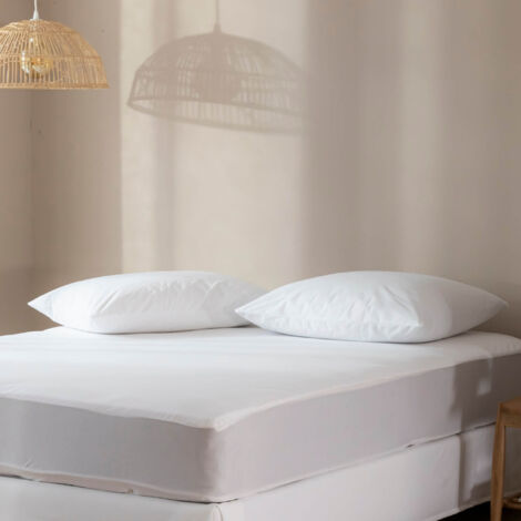 Pack protège matelas et protège oreillers molleton imperméable 100% coton bio - SOMEO 80x200 - LUNE (1/5)