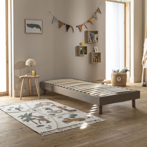 Sommier kit en bois massif taupe 90x190