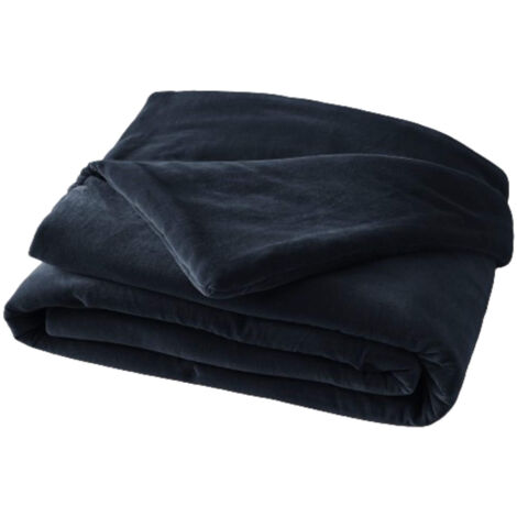 Bout de lit velours de coton 90x200 cm bleu marine