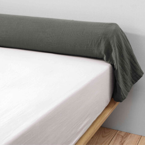 Taie de traversin double gaze de coton gris anthracite 140/160 cm