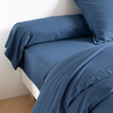 Taie de traversin coton lavé - SOMEO Bleu marine 160 cm - CELESTE