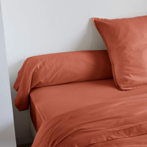 Taie de traversin coton lavé - SOMEO Terracotta 180 cm - CELESTE