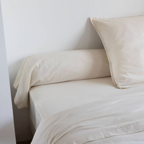 Taie de traversin coton lavé - SOMEO Beige 180 cm - CELESTE