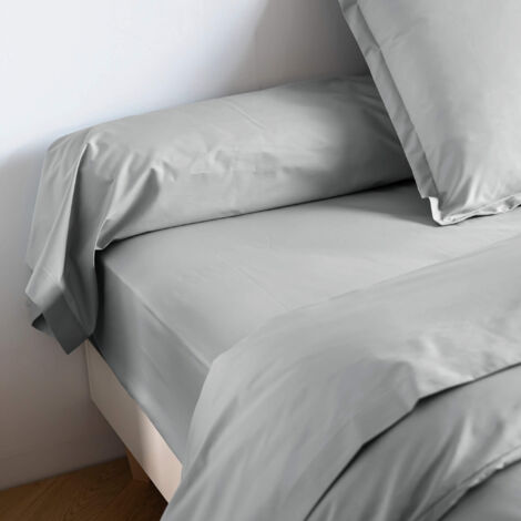 Taie de traversin coton percale Gris 180 cm - SOMEO - MORPHEE (1/4)