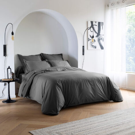 Housse de couette coton percale Anthracite 260x240 - SOMEO - MORPHEE