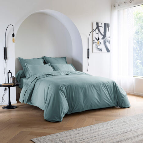 Housse de couette coton percale Bleu 200x200 - SOMEO - MORPHEE