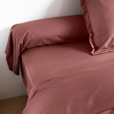 Taie de traversin coton percale Rose 140 cm - SOMEO - MORPHEE (1/4)