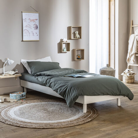 Terre De Nuit – Sommier tapissier en bois massif 90x190 – Épaisseur 27 cm avec pieds – Compatible tous matelas – Montage rapide en kit