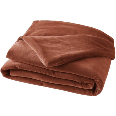Bout de lit velours de coton 90x200 cm orange