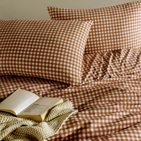 Parure de lit Vichy 260x240 Marron
