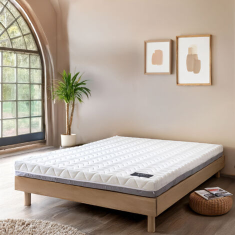 Ensemble matelas ferme mousse Tranquillité 2.0 + Sommier kit adulte en bois massif taupe 140x190 - Tranquillité 2.0 (1/5)