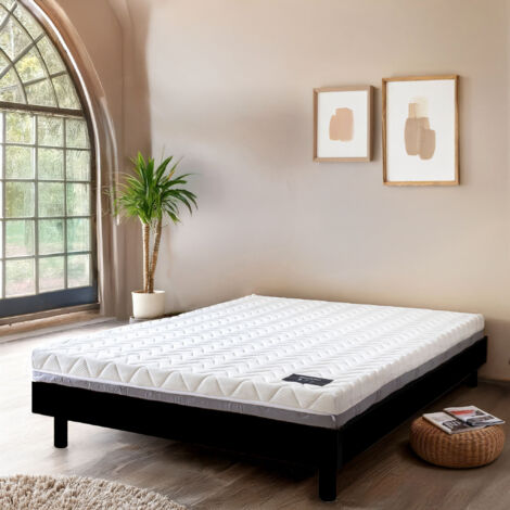 Ensemble matelas ferme mousse Tranquillité 2.0 + Sommier kit adulte en bois massif noir 140x190 - Tranquillité 2.0 (1/5)