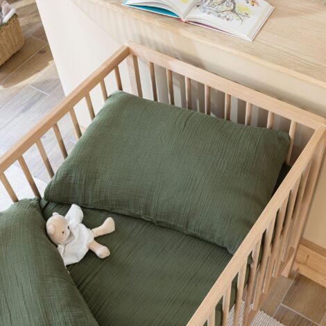 Taie d'oreiller bébé 40x60 gaze de coton kaki Terre de Nuit NOA - NOA (1/2)