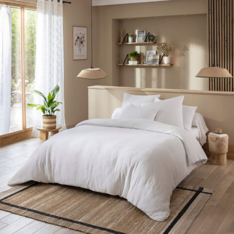 Housse de couette 260x240 gaze de coton blanc Terre de Nuit NOA - NOA