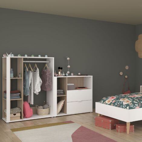 Commode 2 tiroirs et 3 étagères bicolore GABY - GABY (1/5)