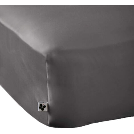 Drap housse bonnet 30 cm en bambou uni anthracite 160x200 cm (1/2)