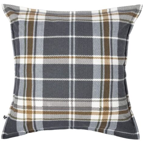 Taie d'oreiller flanelle imprimé à carreaux 63x63 cm bleu (1/3)
