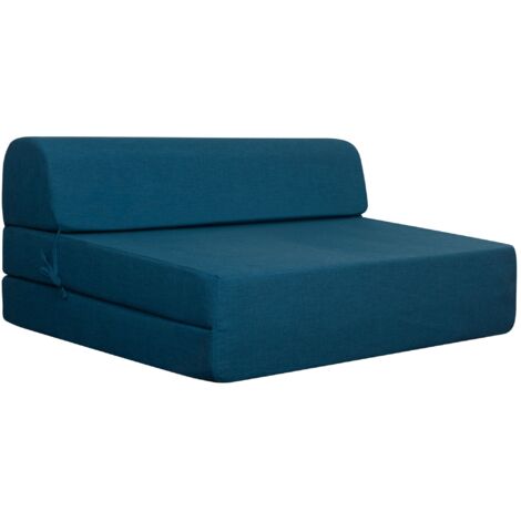 Chauffeuse convertible 2 places en mousse Bleu - Terre de Nuit (1/4)