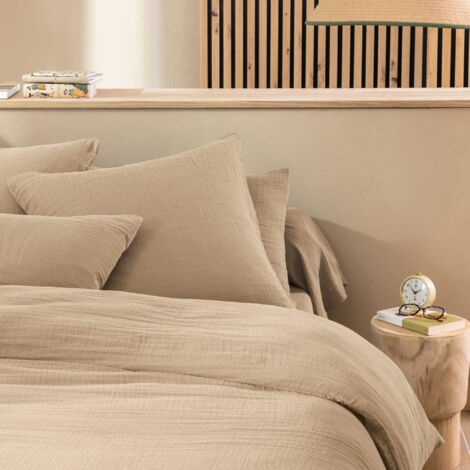 Taie d'oreiller 63x63 gaze de coton beige Terre de Nuit NOA - NOA (1/4)