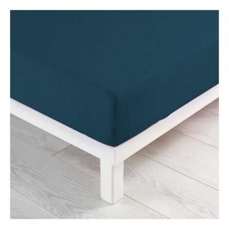 Drap housse en jersey uni Bleu 90x190 cm (1/3)