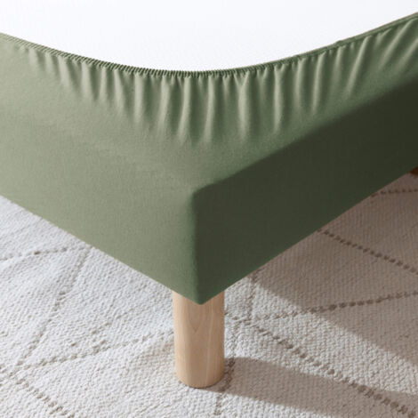 Cache-sommier coton jersey kaki 90x200
