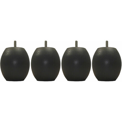 4 pieds boules bois anthracite 9.5 cm