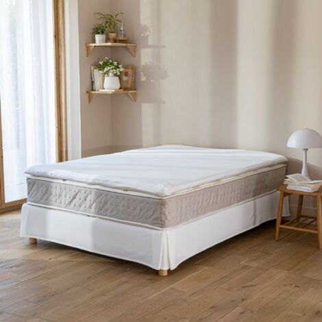 Terre De Nuit – Housse surmatelas jersey 100% coton extensible 140x190 – Épaisseur 5 cm – Fermeture à glissière sur 3 côtés – Certifiée Oeko-Tex® (1/4)