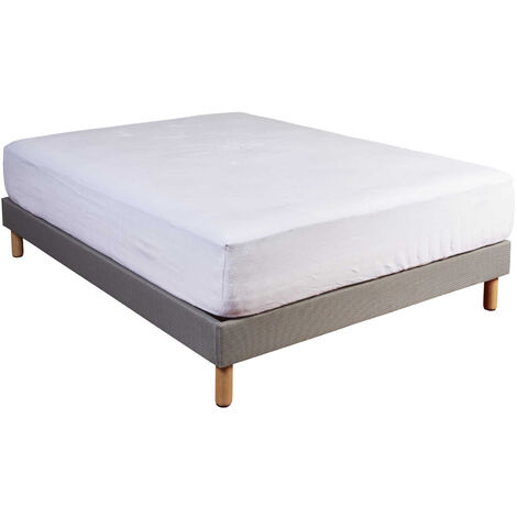 Protège matelas molleton 100% coton - bonnet 50 cm 160x200 (1/4)