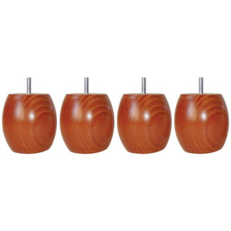 4 pieds boules bois merisier 9.5 cm