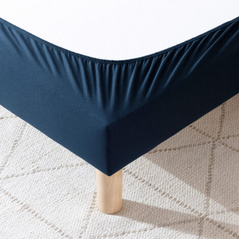 Cache-sommier coton jersey bleu marine 80x190