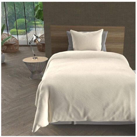 Soleil D Ocre – Parure de lit unie lin 140x200 cm – Housse de couette et 2 taies d'oreillers – Finition bouton pour mise en place facile