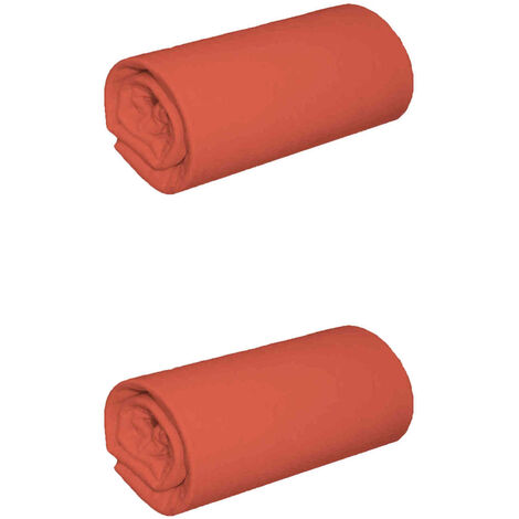 Lot de 2 draps housses jersey orange terracotta bonnet 30 cm 70x190/200