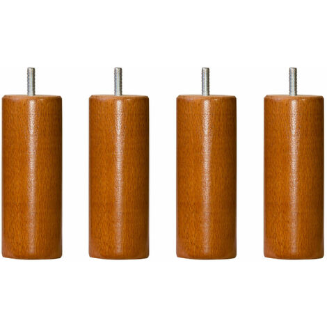 4 pieds cylindriques bois merisier 25 cm
