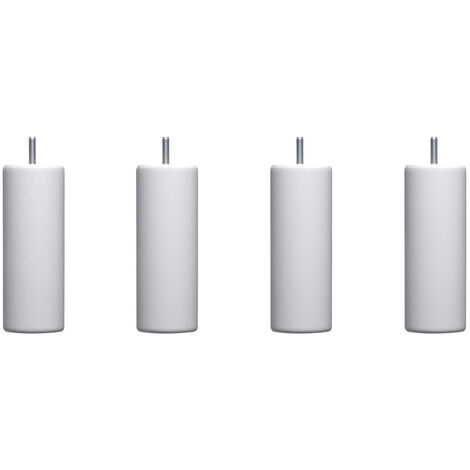 4 pieds cylindriques bois blanc 15 cm
