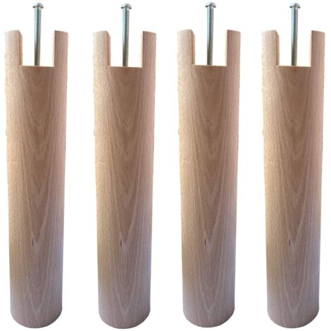 Lot de 4 pieds cylindriques en bois de hêtre 30 cm – S'adapte à la majorité des cadres à lattes – Fabrication française durable – Someo