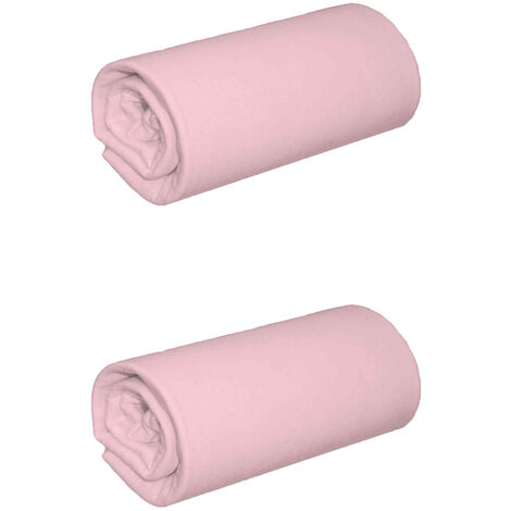 Lot de 2 draps housse jersey rose thé bonnet 40 cm 90x190/200 (1/2)
