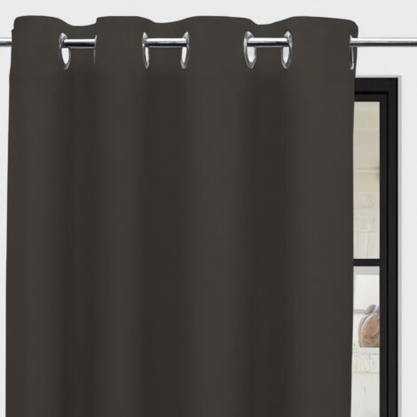 Rideau à oeillets pur coton 135x250 cm PANAMA taupe, par Soleil d'Ocre