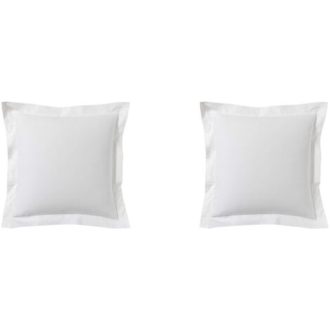 Lot de 2 taies d'oreillers blanc 100% coton 65x65 cm