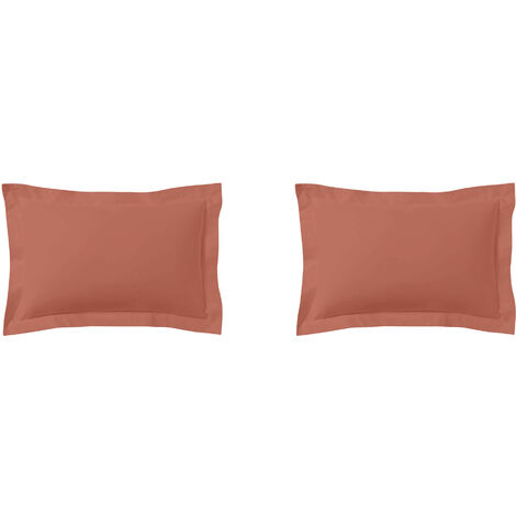 Lot de 2 taies d'oreillers terracotta 100% coton 50x70 cm (1/2)