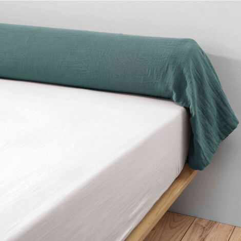 Taie de traversin double gaze de coton bleu canard 160 cm