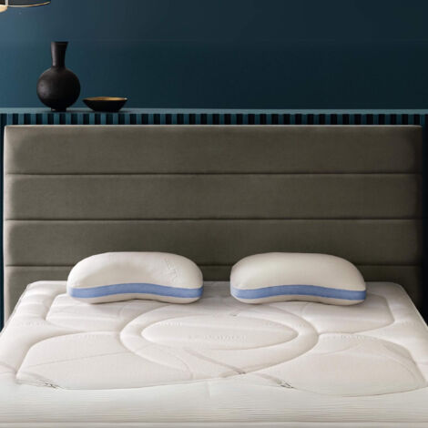 Lot de 2 oreillers à mémoire de forme 40x60 cm – Mousse viscoélastique 40 kg/m3 – Housse stretch lavable – Hypoallergénique avec traitement antibactérien – Bultex (1/5)