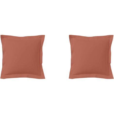 Lot de 2 taies d'oreillers terracotta 100% coton 65x65 cm