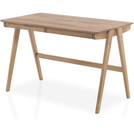 Bureau 2 tiroirs en bois massif chêne clair - BU16008 (1/5)
