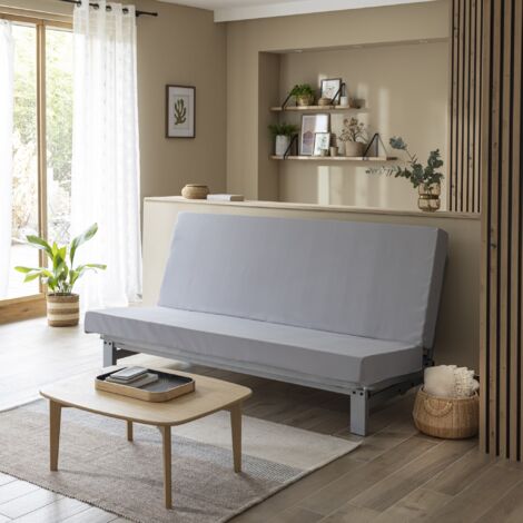 Terre De Nuit – Matelas clic-clac mousse haute densité 13 cm – Soutien ferme – Dimensions 140x190 cm – Tissu gris anti-salissures – Fabrication française